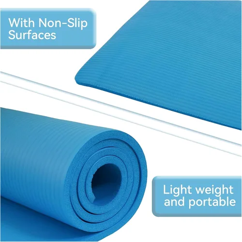 Miniatura 4 de Fitvids Tapete de yoga de 1/2 pulgada, extra grueso, de alta densidad, antidesgarros, con correa de transporte, adecuado para varios ejercicios