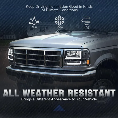 Miniatura 5 de Auto Dynasty Juego de Faros LED DRL 3D y Lámpara de Parachoques Compatible con Ford F-150 F-250 F-350 Bronco 1992-1996, Lado del Conductor