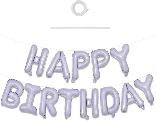 Miniatura 35 de TONIFUL Pancarta de Globos Negros de Feliz Cumpleaños de 16 Pulgadas con Letras de Papel de Aluminio Mylar, Cartel Banderín Reutilizable
