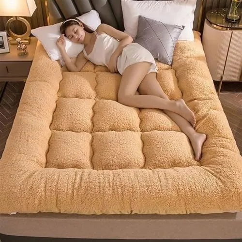 Miniatura 9 de Colchón de futón japonés de felpa gruesa, diseño plegable y enrollable de 4 pulgadas, sofá cama convertible portátil y almohadilla para dormir