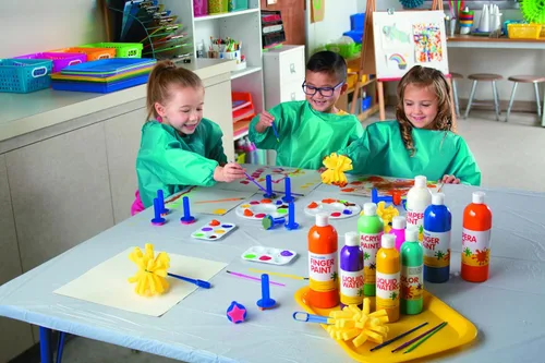 Miniatura 6 de Fun Express Juego de pintura de témpera lavable para niños, 10 colores brillantes en botellas exprimibles de 16 onzas, pintura artesanal no tóxica