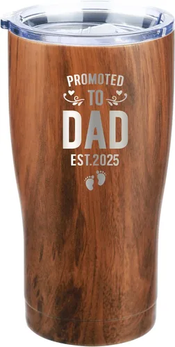 Vaso Promoted to Dad Est 2025 – Ideas de regalos para nuevos papás – Primera vez papá – Papá para ser – Papá con recién nacido – Papás para estar