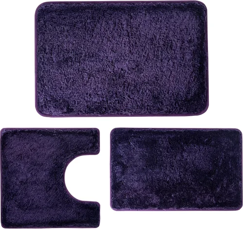 Miniatura 19 de Juego de alfombras de baño de lujo de 3 piezas con alfombra de inodoro en forma de U, fondo de goma antideslizante, microfibra gruesa, felpa suave