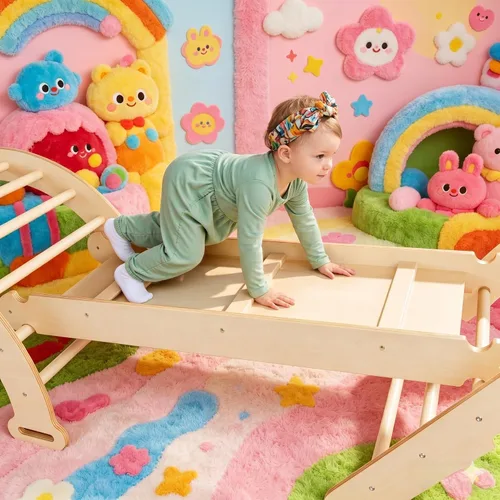 Miniatura 7 de LINKHOO Pikler - Juego de 4 triángulos de madera, juego de escalada Montessori para niños de 2 a 8 años, gimnasios de selva de interior con arco