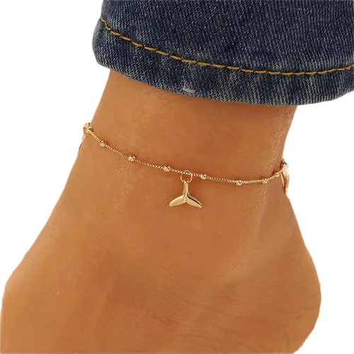 Tobillera bohemia de flores en capas de oro, cadena satélite con diamantes de imitación, cadena de flora colgante de flora minimalista, hawaiana