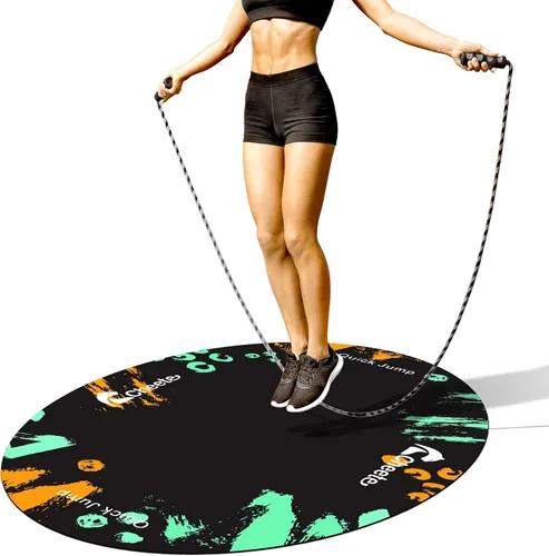 Alfombrilla de goma grande para hacer ejercicio, para el gimnasio en casa, diseño ovalado, antideslizante, para protección de suelo y cuerda Naranja
