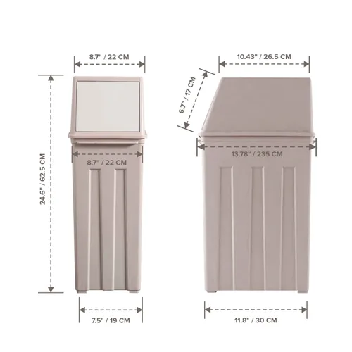 Miniatura 2 de Primo Supply Cubo de basura grande de 8 galones con tapa con bisagras, 32 cuartos de galón, bote de basura delgado de 11.8 x 7.5 x 24.6 pulgadas