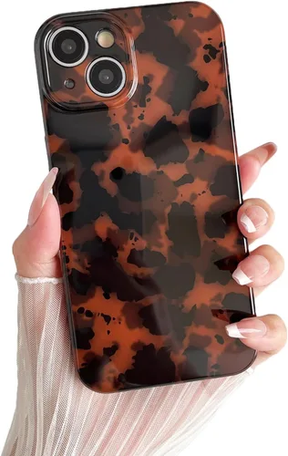 Miniatura 9 de Huahuacase Funda compatible con iPhone 11, diseño de caparazón de tortuga, retro, ámbar y marrón, estampado de guepardo leopardo, funda protectora