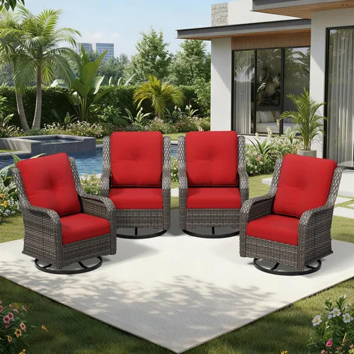 Miniatura 23 de Joyside Juego de sillas de mimbre para patio, juego de 3 piezas de mimbre para exteriores con 2 sillas reposabrazos y 1 mesa auxiliar para terraza