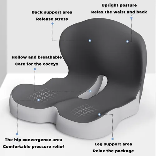 Miniatura 3 de Cojín ortopédico, cojín de asiento para silla de oficina y automóvil, cojines ergonómicos de espuma viscoelástica en forma de L, soporte lumbar