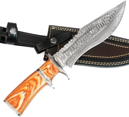 Miniatura 9 de NOORAKI - Cuchillo Bowie de 15" de damasco con vaina Cuchillo de caza hecho a mano - Cuchillos Bowie de hoja fija larga - Ideal para Azul
