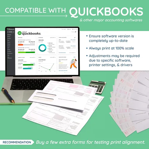Miniatura 5 de Blue Summit 50 Formularios 1099 NEC 2025 con Sobres, 50 Formularios de Impuestos 1099 NEC 2025, Kit de 4 Piezas, Compatible con QuickBooks