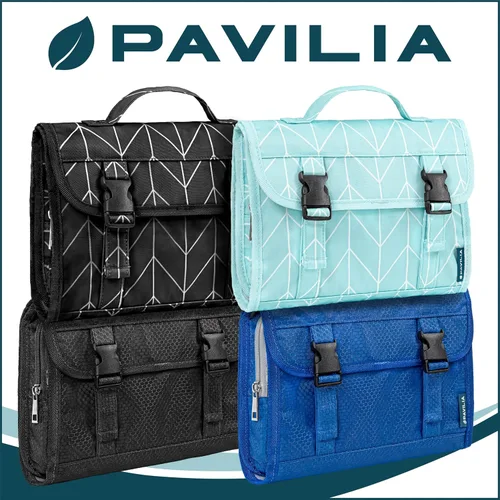 Miniatura 6 de PAVILIA Neceser colgante de viaje para mujeres y hombres, kit de bolsa de maquillaje de gran capacidad, estuche organizador de almacenamiento