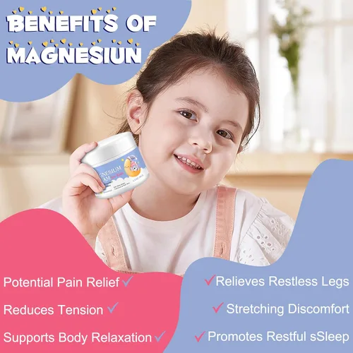 Miniatura 2 de Crema de magnesio para niños, loción de aceite de magnesio para relajación ósea y muscular, calma y nutre la piel con caléndula, aloe vera, manteca