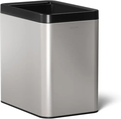 Miniatura 13 de KOHLER K-31315-BST - Bote de basura de dos compartimentos con tapa abierta de 22 litros, acero inoxidable negro