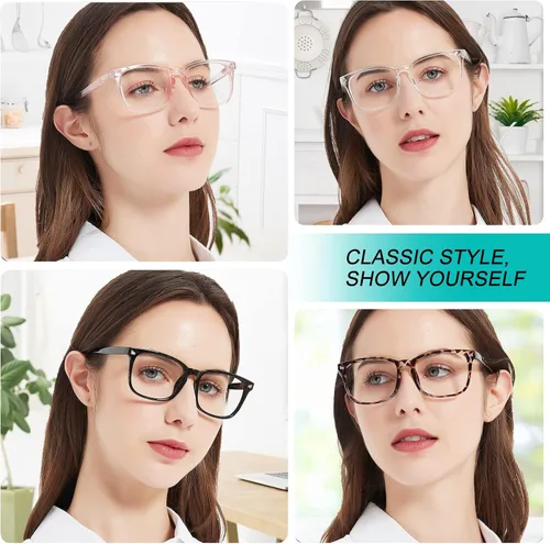 Miniatura 2 de 4 PAQUETES Gafas de Lectura con Bloqueo de Luz Azul para Mujeres 1.0 1.25 1.5 1.75 2.0 2.25 2.5 2.75 3.0 3.5 4.0 5.0 6.0 Negro Leopardo Blanco Rosa