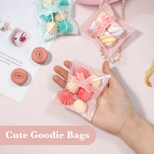 Miniatura 6 de NUOMI 200 bolsas autoadhesivas de color rosa para galletas, bolsas de celofán resellables para regalo, bolsas de polietileno de 3.9 x 3.1 pulgadas