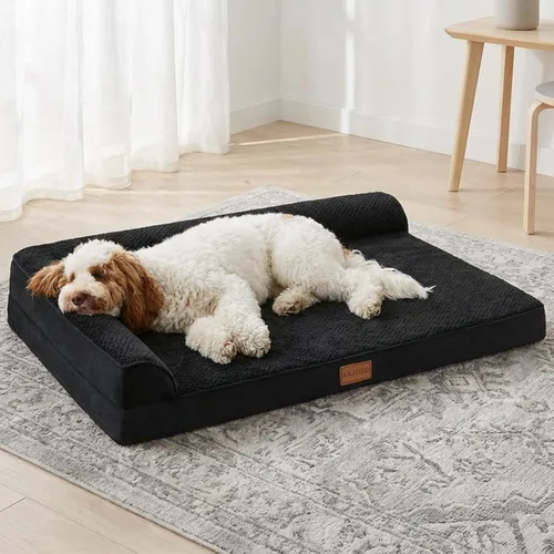 Cama Ortopédica para Perros de Tamaño Grande 36''X24'', Cama Impermeable para Mascotas de Espuma de Caja de Huevos con Refuerzo en L para Jaula con