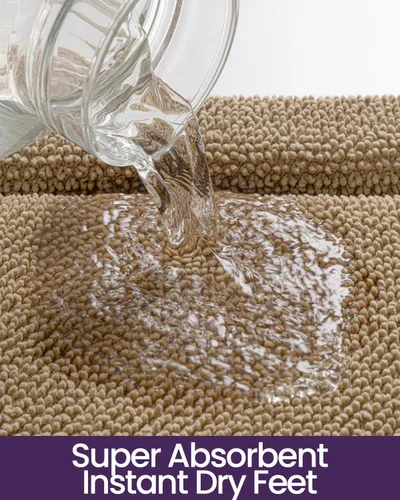Miniatura 5 de DEXI Tapete de baño de espuma viscoelástica de 24 x 17 pulgadas, tapete de baño de felpilla suave y absorbente, antideslizante, de secado rápido