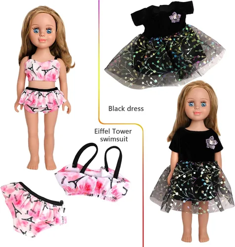 Miniatura 3 de MSYO 10 piezas de ropa de muñeca, ropa de muñeca de 18 pulgadas, ropa de muñeca de bebé, para muñecas de 16 a 18 pulgadas, vestidos florales