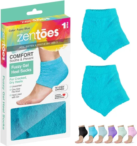 Miniatura 18 de ZenToes Calcetines hidratantes para tratamiento de talón agrietado, vitamina E, calcetines de talón con infusión de aceite de oliva y aceite de Azul