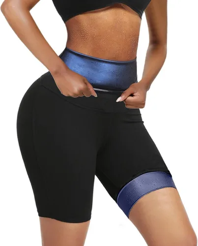 huiming Pantalones cortos de sauna para mujer, adelgazantes, compresión para entrenamiento, entrenamiento térmico de cintura, leggings adelgazantes,