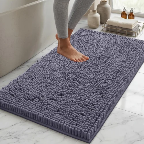 Miniatura 74 de LuxUrux Tapete de microfibra afelpada, de felpilla extrasuave, pelo largo de 1 pulgada, muy absorbente, para baño o ducha, lavar y secar a máquina