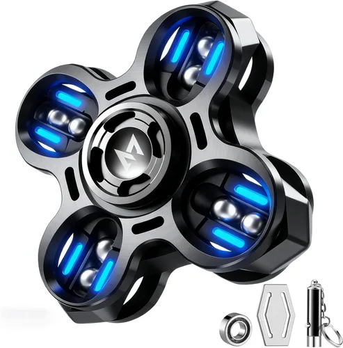 Miniatura 14 de Fidget Spinners, Regalos de Fidget Spinner para Adultos, Juguete para Aliviar el Estrés, Ansiedad y TDAH, Juguete Giratorio de Dedo de Metal con Luz