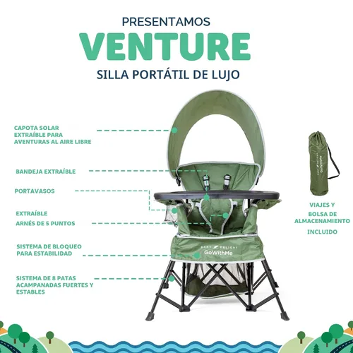Miniatura 2 de Baby Delight Silla portátil Go with Me Venture Interior y exterior Toldo 3 etapas de crecimiento infantil Moss Bud Green Verde musgo