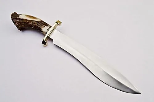 Miniatura 2 de Cuchillo de caza hecho a mano de acero D2 cuchillo de supervivencia con mango de asta de ciervo (S-963)