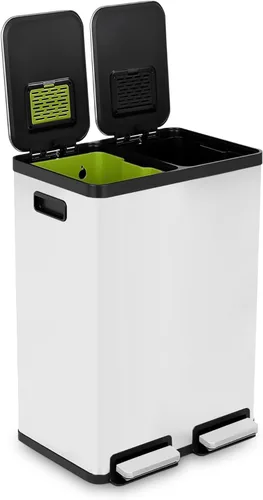 Miniatura 10 de SIMPLI-Magic - Cubo de basura de 16 galones (60L) con dos compartimentos, cubeta de basura para cocina con contenedores para residuos y reciclaje