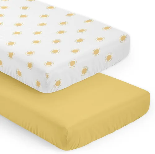 Miniatura 9 de Sweet Jojo Designs Mini sábana bajera para cuna para bebé (blanco y amarillo bohemio) para niñas o niños, guardería de recién nacidos/bebés, patios