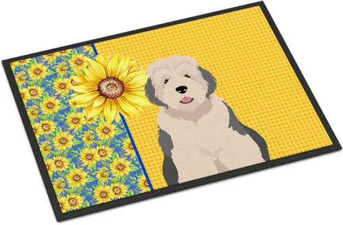 Miniatura 20 de Caroline's Treasures WDK5313MAT Airedale Terrier - Tapete para puerta delantera de 18 x 27 pulgadas, diseño de girasoles de verano, para entrada