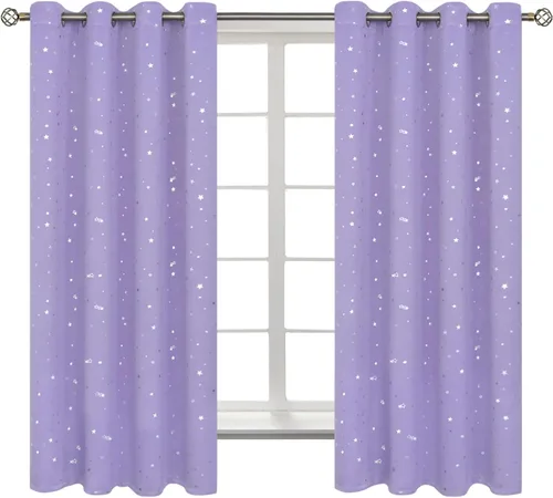 Miniatura 109 de BGment Cortinas opacas para dormitorio infantil, con aislamiento térmico, con ojales, estampado de estrellas plateadas, cortinas para oscurecer