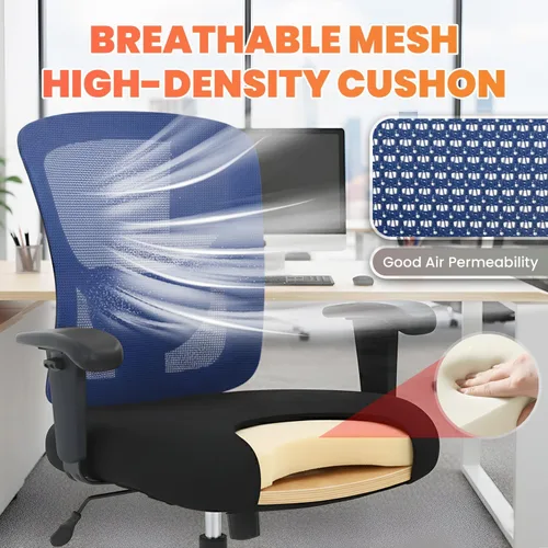 Miniatura 5 de BestOffice Silla de oficina grande y alta, silla de escritorio de 400 libras, silla de computadora de malla con soporte lumbar, asiento ancho