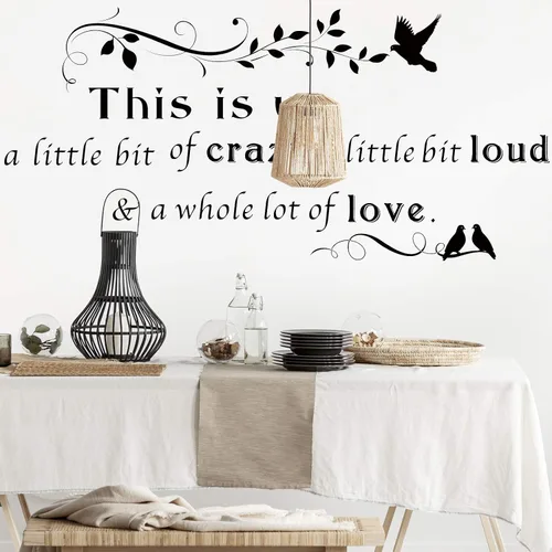 Miniatura 4 de Calcomanías de pared con texto en inglés "This is Us Crazy Loud Love", calcomanías de pared con texto inspirador para decoración del hogar