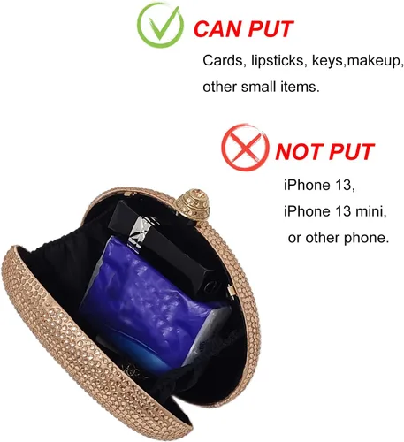 Miniatura 6 de HUANG ZHUANG Bolso de mano de cristal en forma de huevo con diamantes de imitación para mujer, fiesta, boda, lindo bolso