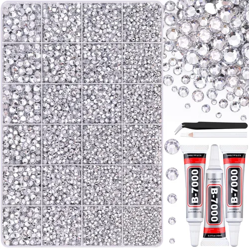 Miniatura 65 de 7000 diamantes de imitación de resina con pinzas para manualidades, diamantes de imitación de gelatina con parte trasera plana de 2/3/4/5/6mm, 4