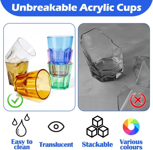 Miniatura 2 de Juego de 12 vasos de plástico irrompibles, vasos de plástico acrílico, reutilizables para niños, cocina, picnic, fiesta, jugo, whisky, vino