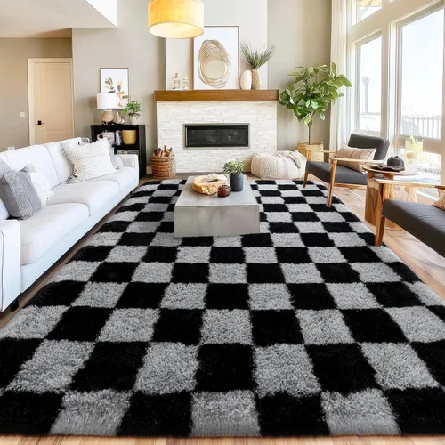 Miniatura 169 de Alfombras de área de 8x10 para sala de estar, alfombra shaggy grande ultra suave y esponjosa para dormitorio, alfombras de felpa mullida Blanco crema