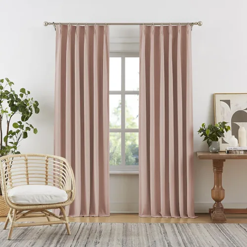 DUALIFE Cortinas Opacas con Pliegues Pinzados y Pestaña Trasera Rosa para Decoración de Dormitorio de Niñas Rosa Bebé - Cortinas Oscurecedoras con