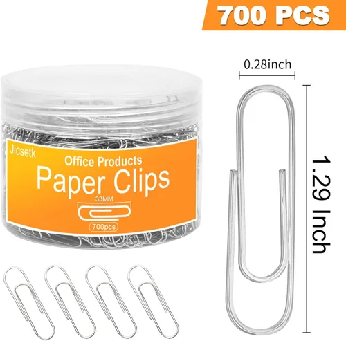 Miniatura 2 de Clips de papel medianos, clip de papel de tamaño mediano, 700 clips de suministros de oficina para papeleo, ideal para el hogar, la escuela