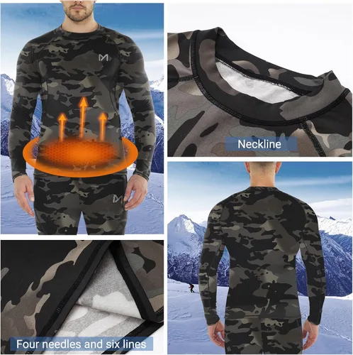 Miniatura 38 de MEETWEE Paquete de 4/5 camisas de compresión térmica para hombre, manga larga, forro polar, capa base, equipo de entrenamiento de invierno