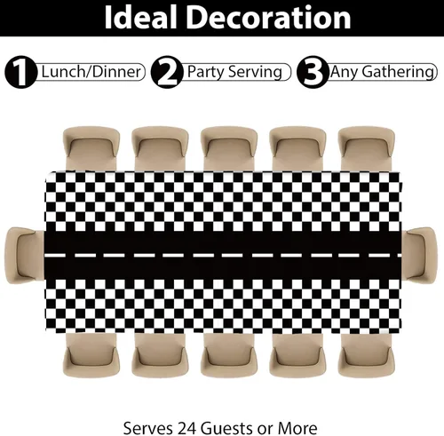 Miniatura 4 de Dos suministros rápidos para fiesta de cumpleaños, sirve 24 Decoración de fiesta de coche de carreras, platos de papel, servilletas, juego