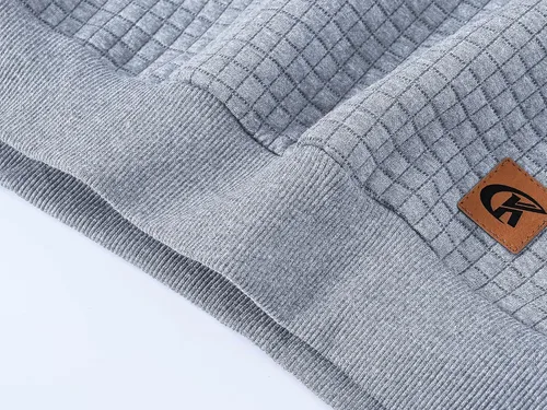 Miniatura 6 de Sudadera de manga larga para hombre con capucha con cordón de jacquard a cuadros estilo informal y hípster con bolsillo de canguro