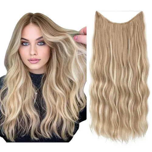 Miniatura 19 de SARLA Extensión de Cabello con Alambre Invisible con 3 Clips Pieza de Cabello Sintética Corta de Ondas de Playa Diadema Transparente Ajustable