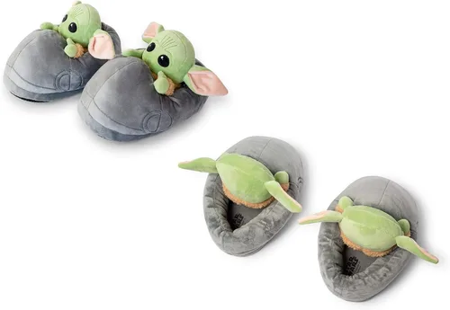 Miniatura 2 de Robe Factory LLC Star Wars The Mandalorian The Child Grogu - Pantuflas 3D Zapatos de casa de felpa suave con temática de Yoda bebé con suela