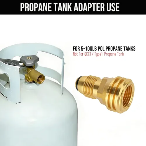 Miniatura 3 de BeeGo Adaptador de tanque de propano POL a QCC1/tipo 1, antiguo a nuevo, adaptador de tanque de propano que convierte la válvula de servicio