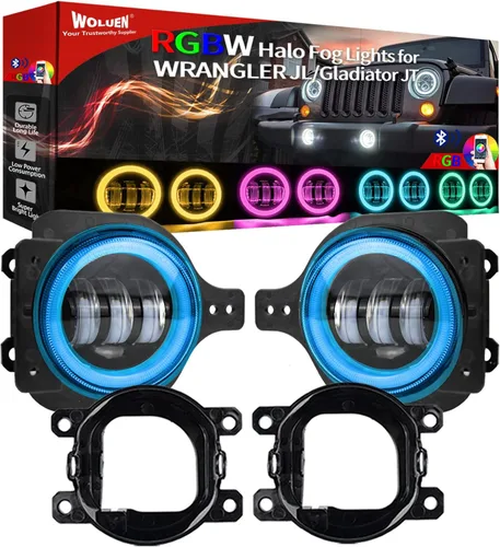 Miniatura 7 de Luz antiniebla de 4 pulgadas para Wrangler JL Gladiator Sport Luces antiniebla con halos RGBW Compatible con 2018-2023+ Wrangler JL JLU Unlimited
