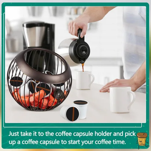 Miniatura 5 de Soporte para cápsulas de café, 2 unidades, soporte para cápsulas K de gran capacidad, organizador de tazas de acero inoxidable, resistente